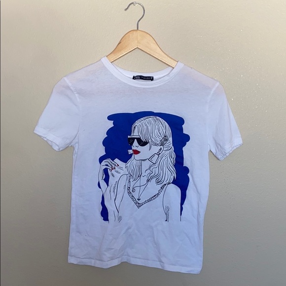 ZARA white fitted T-Shirt - Picture 1 of 1